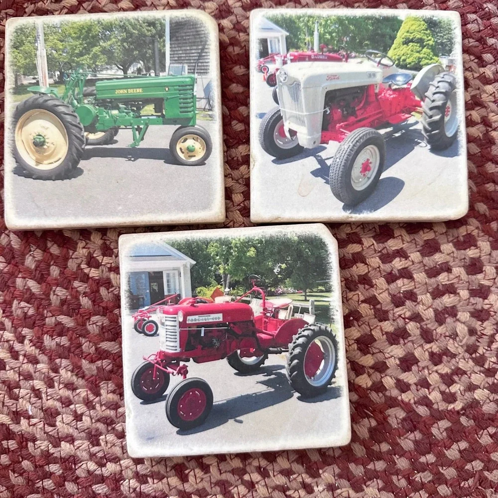 Crabby Coaster Company Tractor Ceramic‎ Coasters Set of 3 Farmhouse Decor